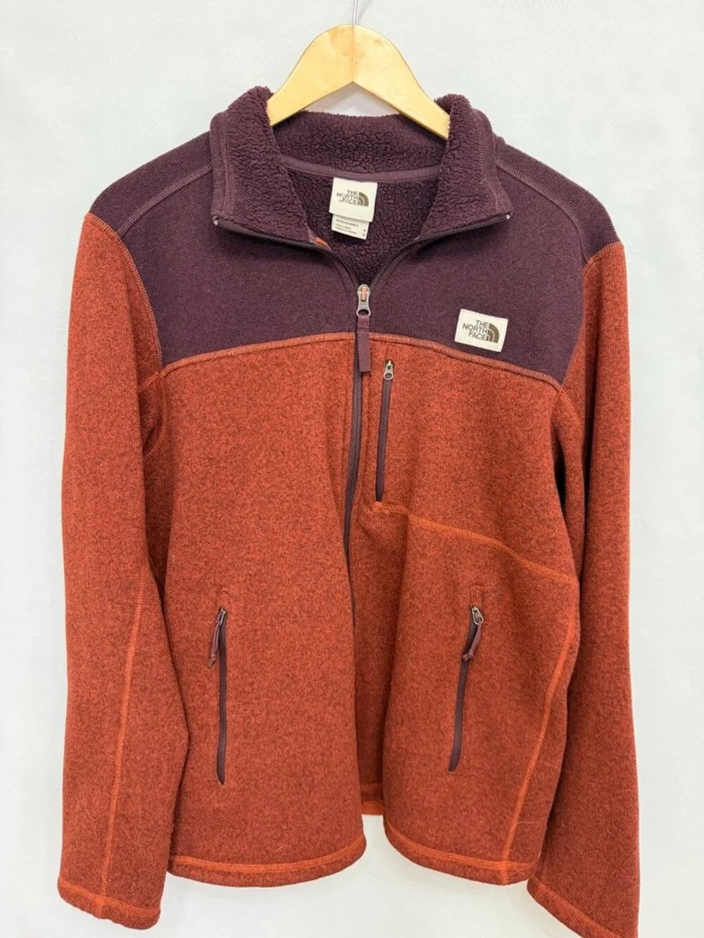 The North‎ Face Gordon Lyons Full Zip Sweater Fleece Jacket Mens M Orange Brown